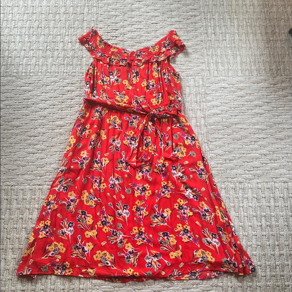 Anthropologie Red Floral Dress